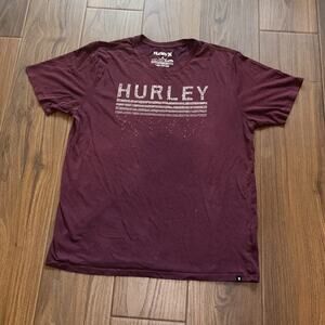 Hurley Nike Dri Fit T Shirt Maroon Red Logo Short Sleeve Mens Large